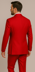 Rossiman Men’s Red Slim Fit Suit – Stylish Double-Breasted Jacket