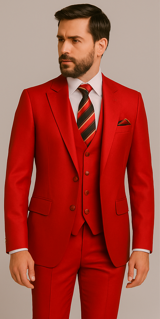 Rossiman Men’s Red Slim Fit Suit – Stylish Double-Breasted Jacket 4 SKU#58646  - from alligatorwarehouse.com