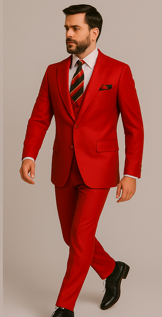 Rossiman Men’s Red Slim Fit Suit – Stylish Double-Breasted Jacket 5 SKU#58646  - from alligatorwarehouse.com