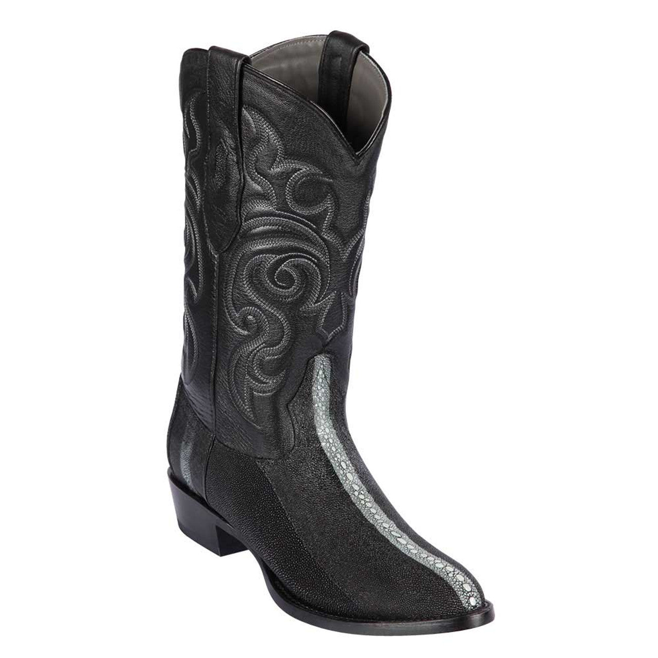 Los Altos Round Toe Men's Black Genuine Rowstone Stingray Boots 1   - from alligatorwarehouse.com
