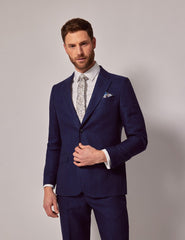 Mens Linen Suit For Beach Wedding - Summer Suit in Navy Blue