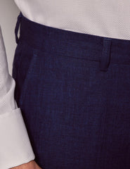 Mens Linen Suit For Beach Wedding - Summer Suit in Royal Blue Herringbone