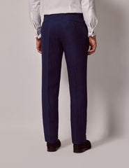 Mens Linen Suit For Beach Wedding - Summer Suit in Royal Blue Herringbone