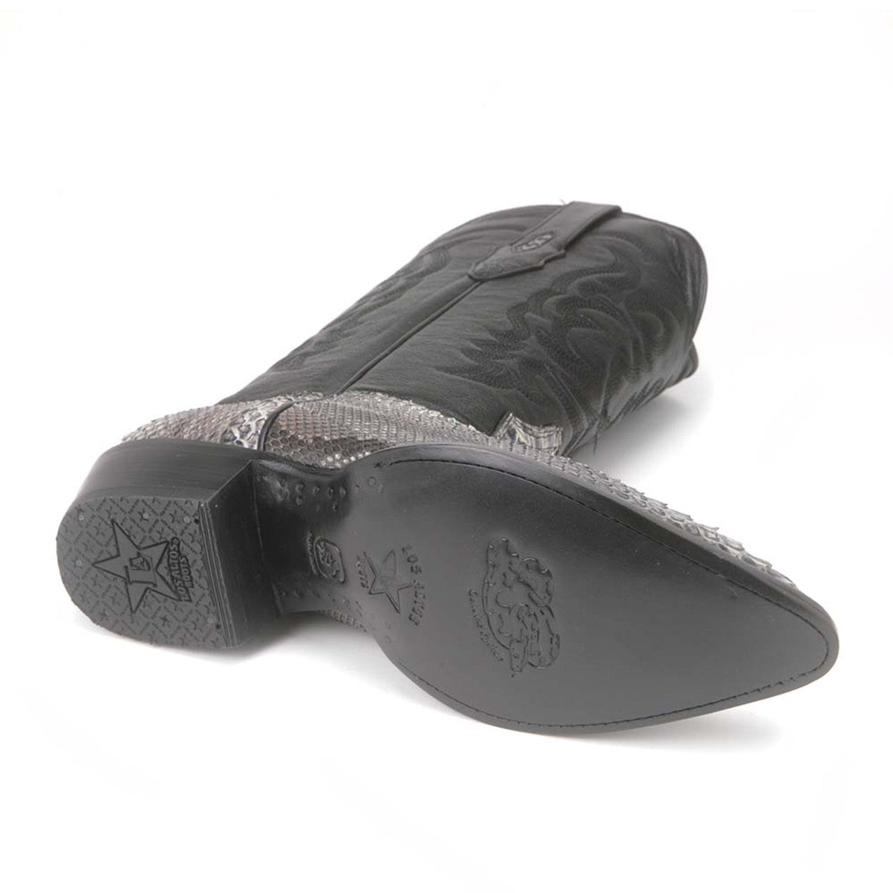 Los Altos Men's Rustic Black Python Snakeskin J Toe Boots 3   - from alligatorwarehouse.com