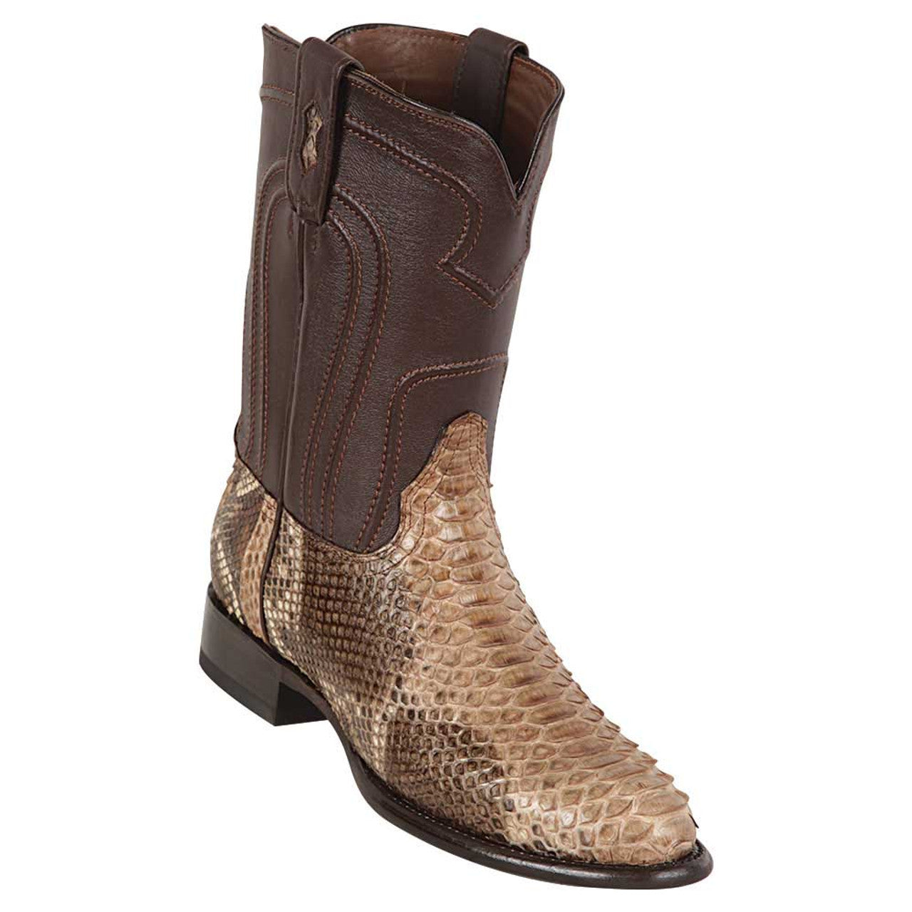 Los Altos Men's Original Python Rustic Brown Roper Toe Boots Los Altos Men's Original Python Rustic Brown Roper Toe Boots