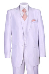 White Wedding Suit For Men - Perfect For Groom - Mens 2 Button Vested Slim Fit Shiny Sharkskin Suit In White