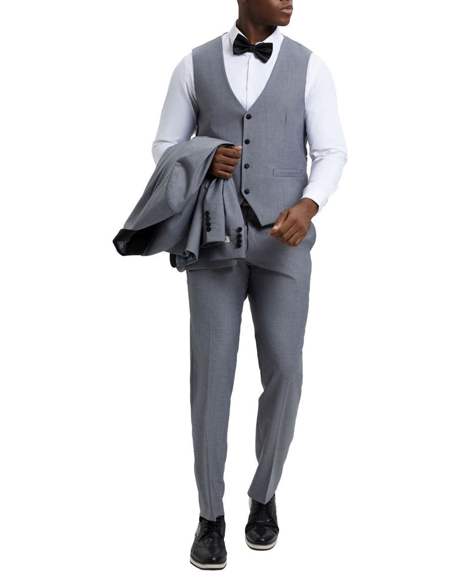 Stacy Adams - Medium Gray 3 Piece Hybrid Fit Tuxedo Satin Shawl Lapel 2 SO4SMT282H1-09-MEDIUMGRAY  - from alligatorwarehouse.com