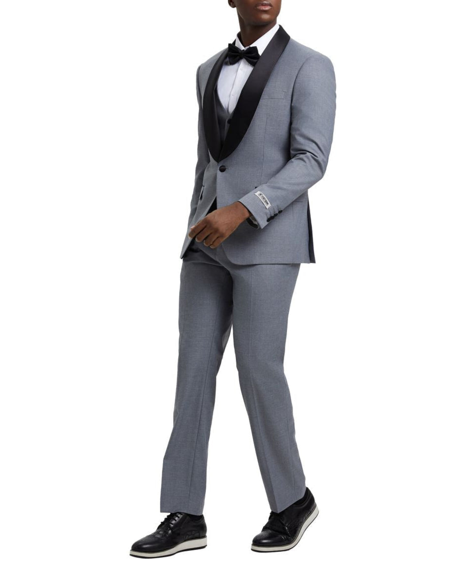 Stacy Adams - Medium Gray 3 Piece Hybrid Fit Tuxedo Satin Shawl Lapel 3 SO4SMT282H1-09-MEDIUMGRAY  - from alligatorwarehouse.com