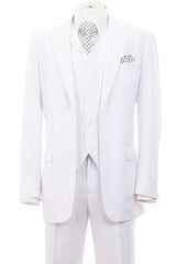 White Wedding Suit For Men - Perfect For Groom - Mens Modern Fit 2 Button Vested Basic Suit In White