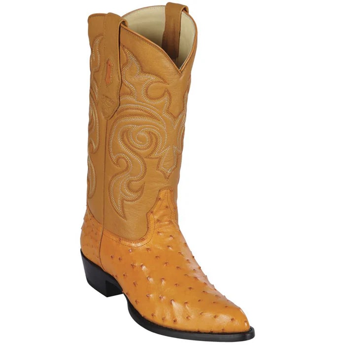 Los Altos Men's Yellow Gold Ostrich Leather Dress Cowboy Boots 1   - from alligatorwarehouse.com
