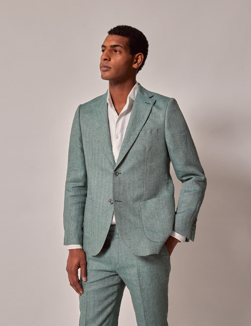 Mens Linen Suit For Beach Wedding - Summer  Suit in Sea Green Mens Linen Suit For Beach Wedding - Summer  Suit in Sea Green