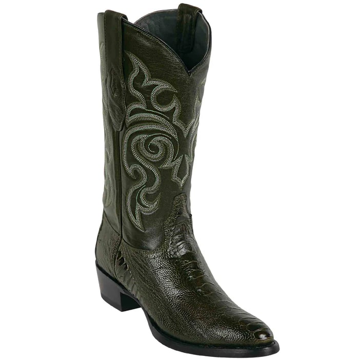 Los Altos Boots - Mens Dress Cowboy Boot - Low Priced  Ostrich Leg Olive Green Cowboy Boots R-Toe- in Olive Green 1   - from alligatorwarehouse.com