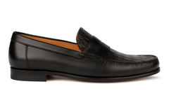 Mens Mezlan Sica Crocodile & Calfskin Loafer Dress Shoe in Black