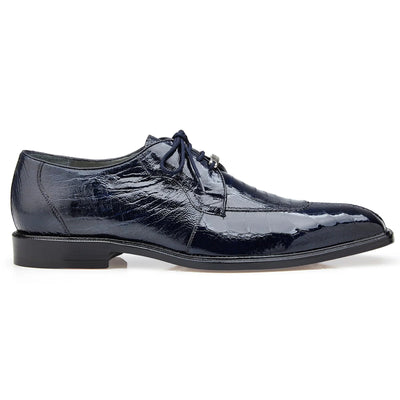 Men's Belvedere Siena Ostrich Leg Moc Toe Dress Shoe in Navy 1 MEN 1463 NAVY BLUE-M-09  - from alligatorwarehouse.com