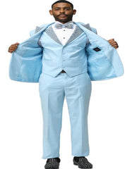 Sky Blue Prom Tuxedo - Perfect Wedding Suit Vested Rhinestone Lapelled