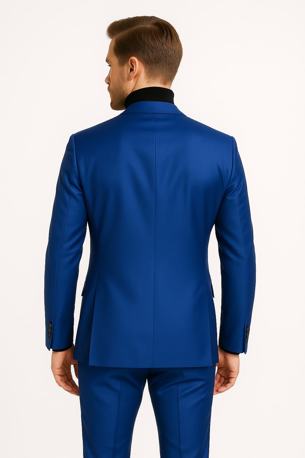 Men's Royal Blue Shiny Satin Suit – 2-Piece Slim Fit Tuxedo with Peak Lapel 5   - from alligatorwarehouse.com