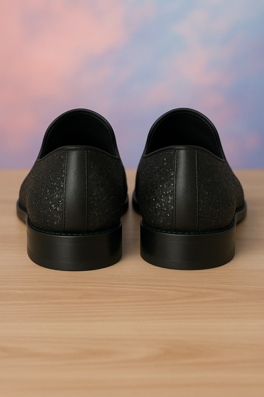 Men's Black Glitter Loafers with Spike Studded Toe – Designer Slip-On Dress Shoes for Parties and Events 3   - from alligatorwarehouse.com