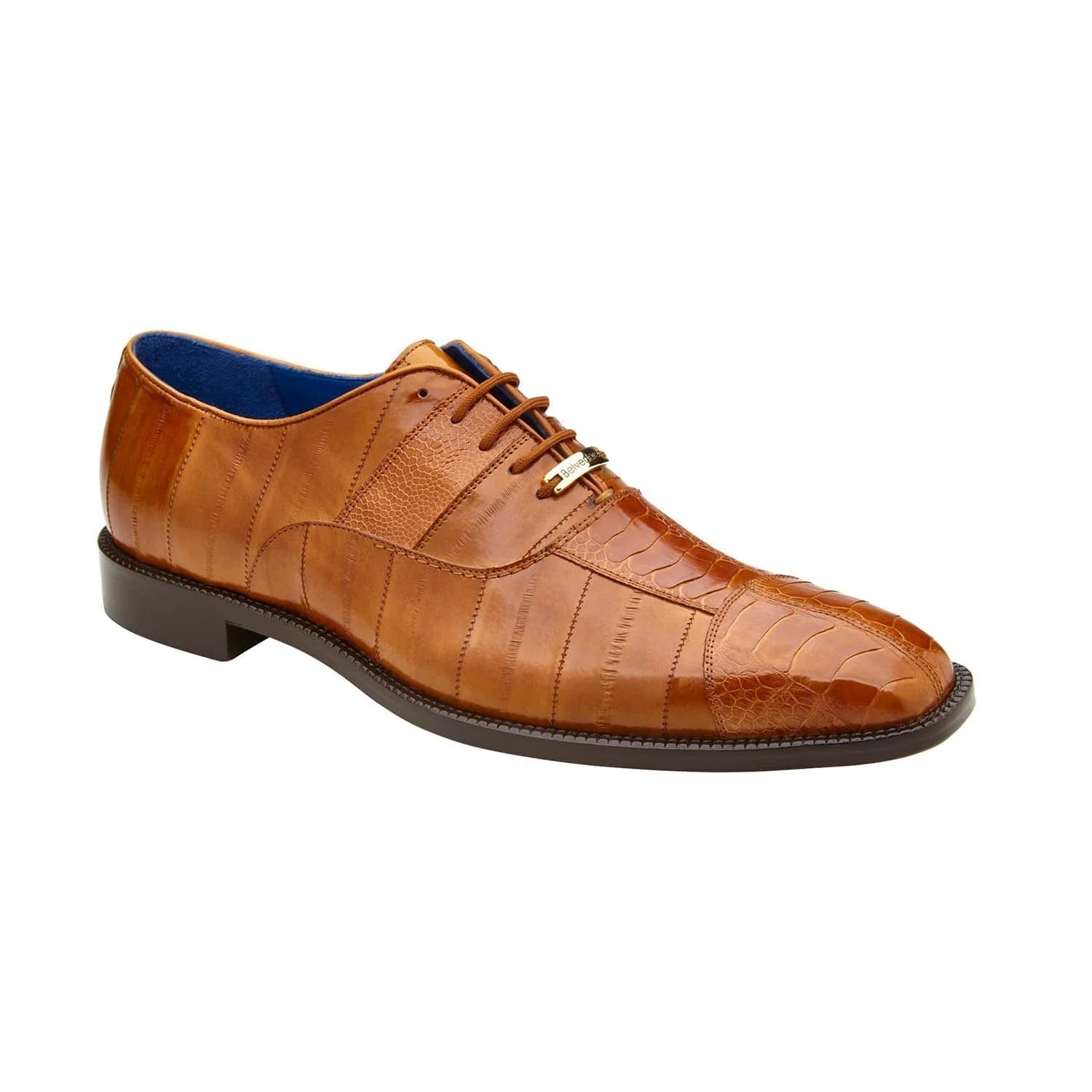 Belvedere Mare Shoes Men's Camel Genuine Ostrich & Eel Split-toe Oxfords 2 MEN 2P7 CAMEL-M-09  - from alligatorwarehouse.com