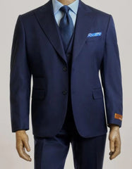 Mens Navy Suit - Designer Brand Suit No Pleated Pants Modern Fit