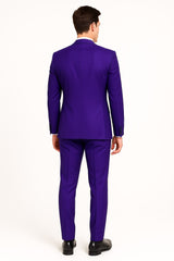Purple Tuxedo Suit for Men ƒ?? Stylish Two-Piece Prom and Wedding Suit with Matching Satin Lapel