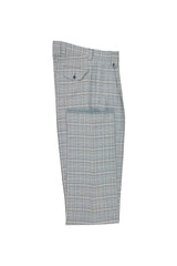 Tiglio Luxe Light Blue Houndstooth with White Windowpane Wide Leg Wool Dress Pant 2576 CT552161