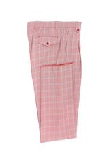 Tiglio Luxe Red Houndstooth with Light Blue Windowpane Wide Leg Wool Dress Pants 2576 CT552455