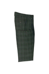 Tiglio Luxe Sage Green with Charcoal Gray Windowpane Wide Leg Wool Dress Pants 2576 TLS20049/1