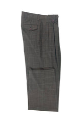 Tiglio Luxe Brown Windowpane Wide Leg Wool Dress Pant 2576 TLS20060/1