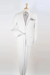 White Wedding Suit For Men - Perfect For Groom - Mens Two Button Modern Fit Two Piece Suit In White