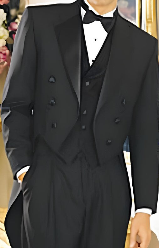 Tailcoat Tuxedo - Formal Tailcoat with Pants and Vest Black Color For Men Tailcoat Tuxedo - Formal Tailcoat with Pants and Vest Black Color For Men