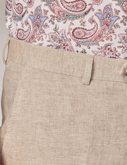 Mens Linen Suit For Beach Wedding - Summer  Suit in Natural Herringbone Tailored Fit