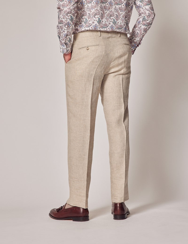 Mens Linen Suit For Beach Wedding - Summer  Suit in Natural Herringbone Tailored Fit Mens Linen Suit For Beach Wedding - Summer  Suit in Natural Herringbone Tailored Fit