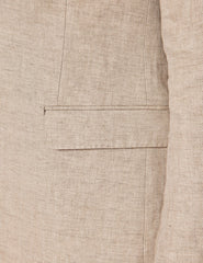 Mens Linen Suit For Beach Wedding - Summer  Suit in Natural Herringbone Tailored Fit