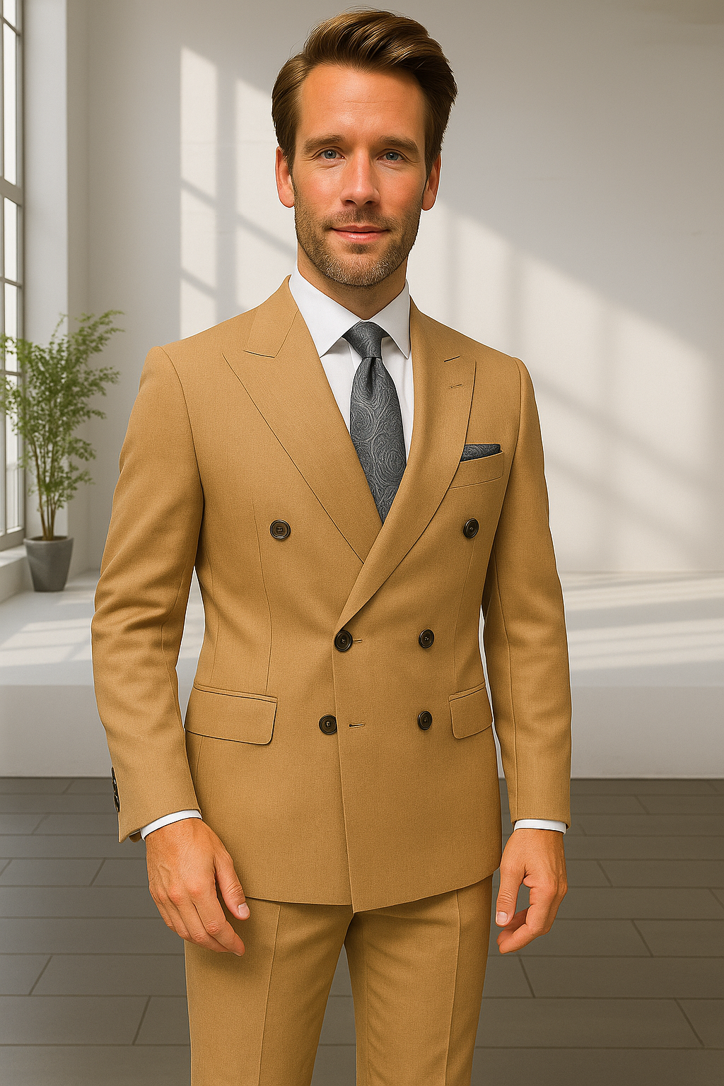 Wool Suit - Italian Made Business Suit by Statement Men's 2 Piece 100% Wool Double Breasted Suit - Pinstripe Pattern 16 ANTONIOsuit_Aqua_38R  - from alligatorwarehouse.com