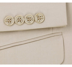 Mens Basic Two Button Classic Fit Suit with Optional Vest in Light Tan Beige