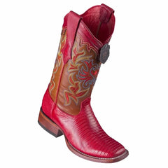 Los Altos Hot Red Teju Lizard Square Toe Women's Western Boot