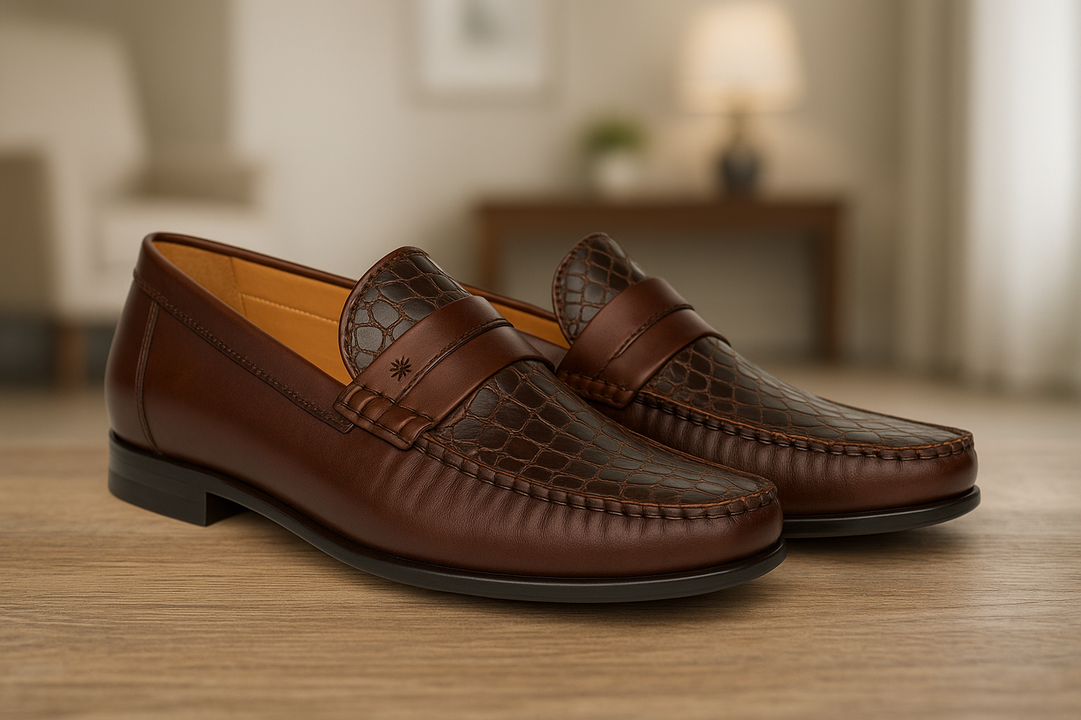 Mens Mezlan Sica Crocodile & Calfskin Loafer Dress Shoe in Black 17   - from alligatorwarehouse.com