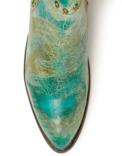 Ferrini Women's Stella Round Toe Ankle Boots Handcrafted - Turquoise 4 61014-50-060-B  - from alligatorwarehouse.com