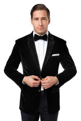 Men's Two Button Classic Velvet Blazer In Red