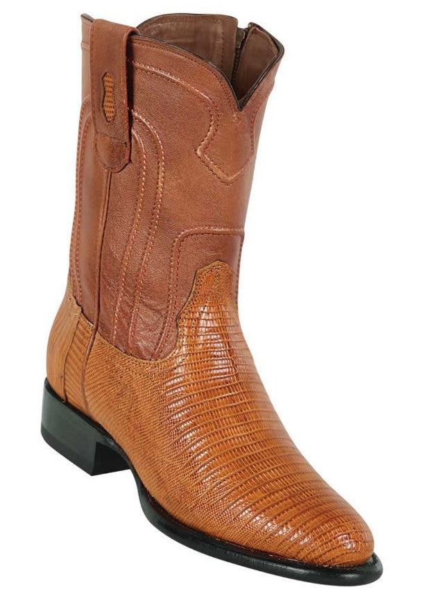 Los Altos Men's Genuine Lizard Teju Upper Shaft Skin Saddle Zipper Roper Toe Boot 1   - from alligatorwarehouse.com