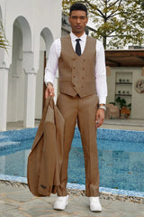 Tan Suits For Wedding - Tan Groomsmen Suits - Tan Double Breasted Tuxedo