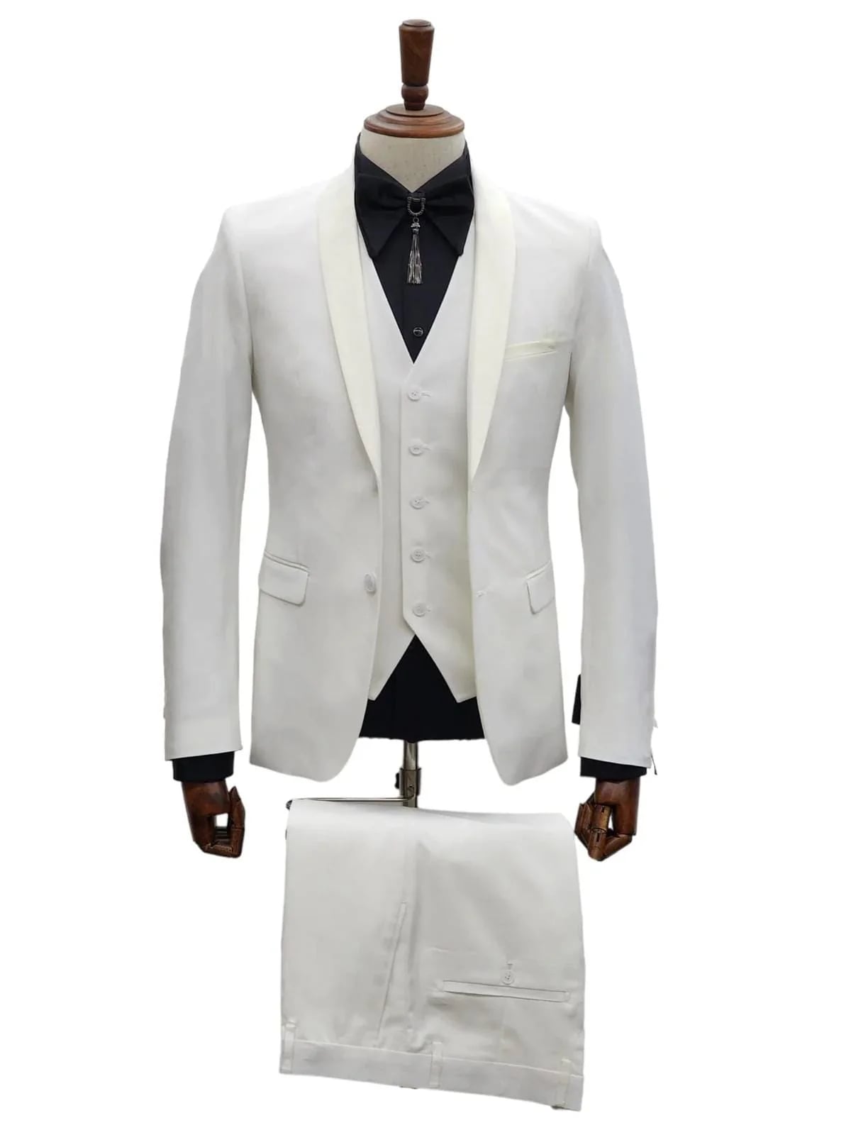 Ivory Tuxedo - Cream Wedding Suit  - Off White Groom 2 Button Lapel Suit 1   - from alligatorwarehouse.com