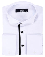Black Stripe Detailed White Men Tuxedo Shirt