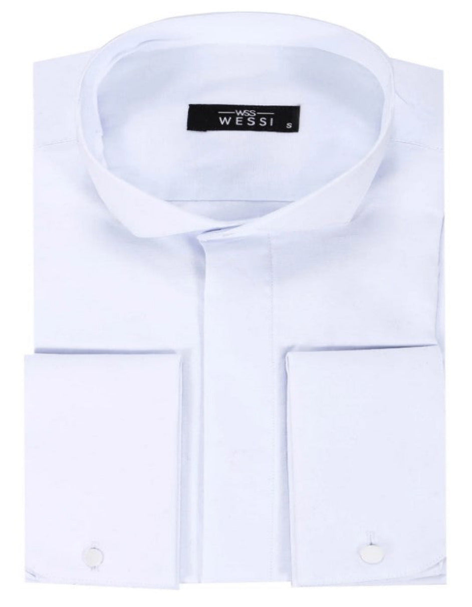 White Plain Stand Collar Formal Tuxedo Shirt 2   - from alligatorwarehouse.com