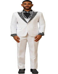 White Prom Tuxedo - Perfect Wedding Suit Vested Rhinestone Lapelled
