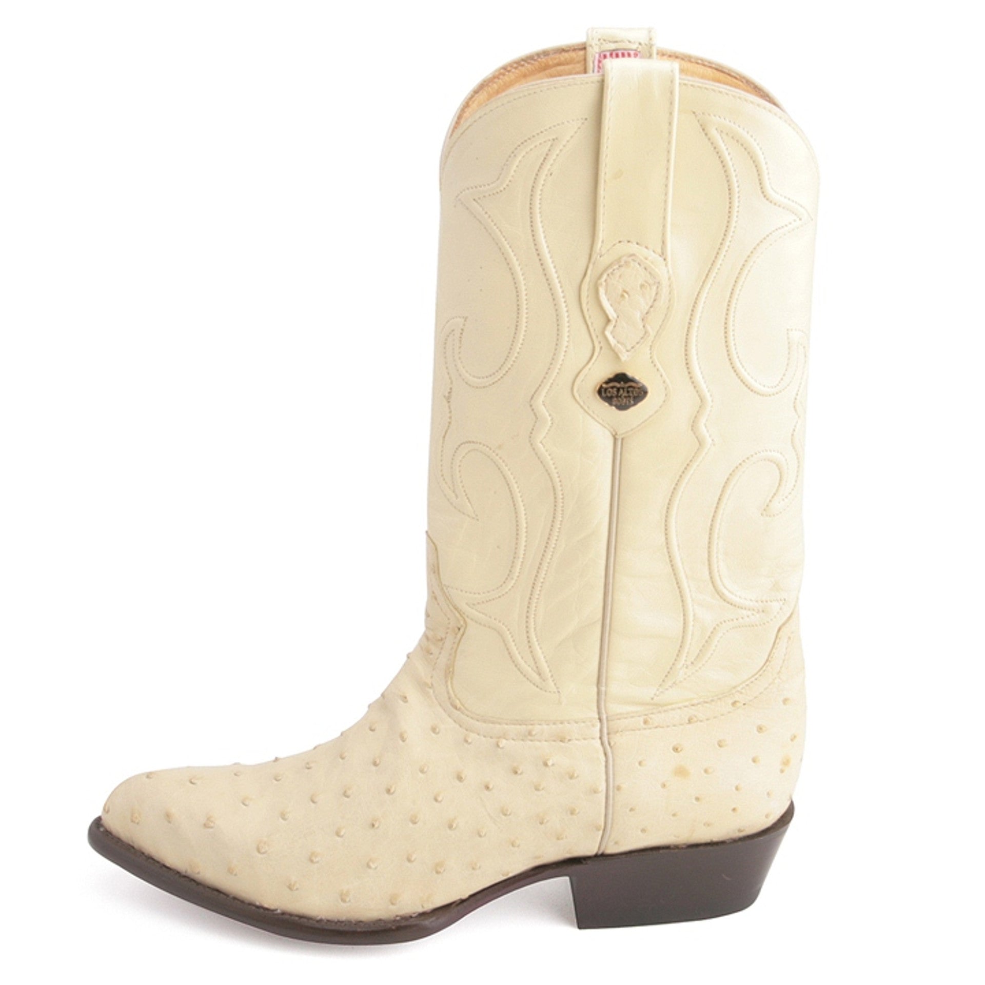 Los Altos Men's Winter White Genuine Full Quill Ostrich Boots 2   - from alligatorwarehouse.com