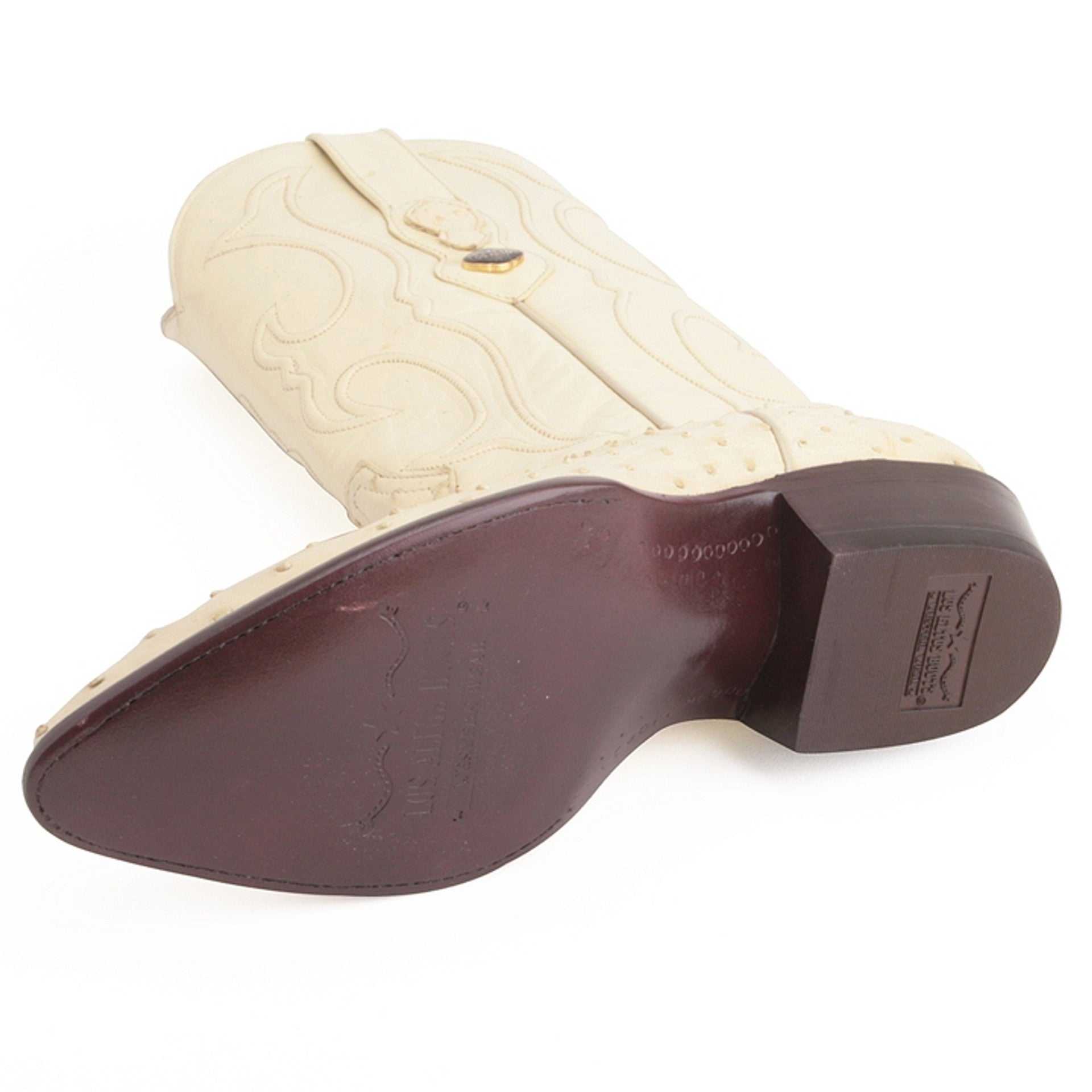 Los Altos Men's Winter White Genuine Full Quill Ostrich Boots 3   - from alligatorwarehouse.com