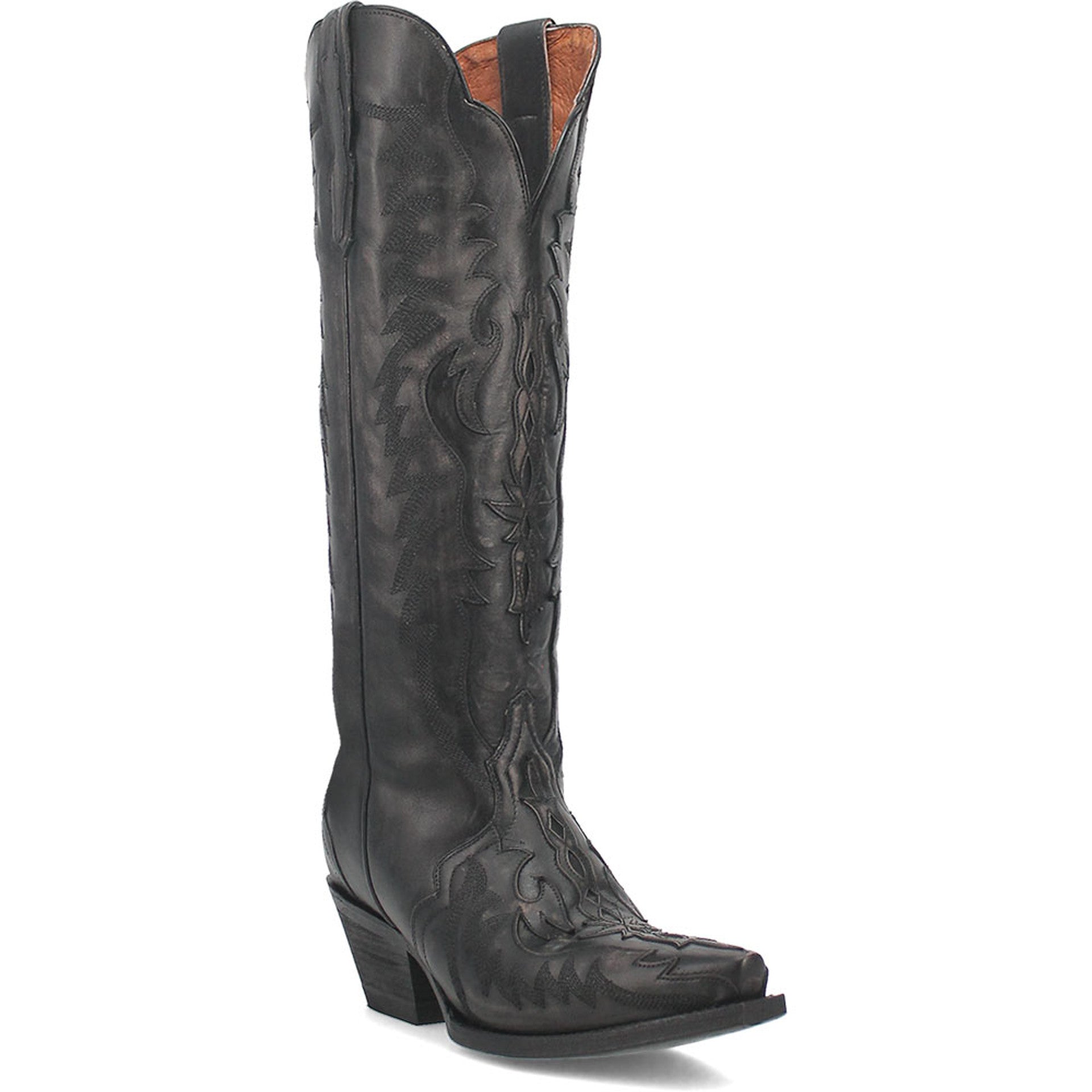 Dan Post Women’s Hallie Black 15 Snip Toe Medium Cowboy Boot 4 DP4027_6_M  - from alligatorwarehouse.com