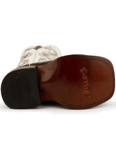 Ferrini Women's Rancher Square Toe Boots Crocodile Print - Chocolate and White 2 90493-09-075-B  - from alligatorwarehouse.com