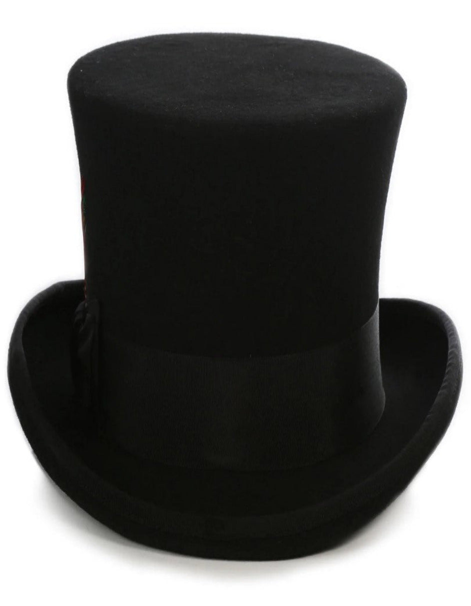 Black Dress Hat 1920s Fedora Style - Men's Tall 100% Wool Dress Top Hat in Black Black Dress Hat 1920s Fedora Style - Men's Tall 100% Wool Dress Top Hat in Black